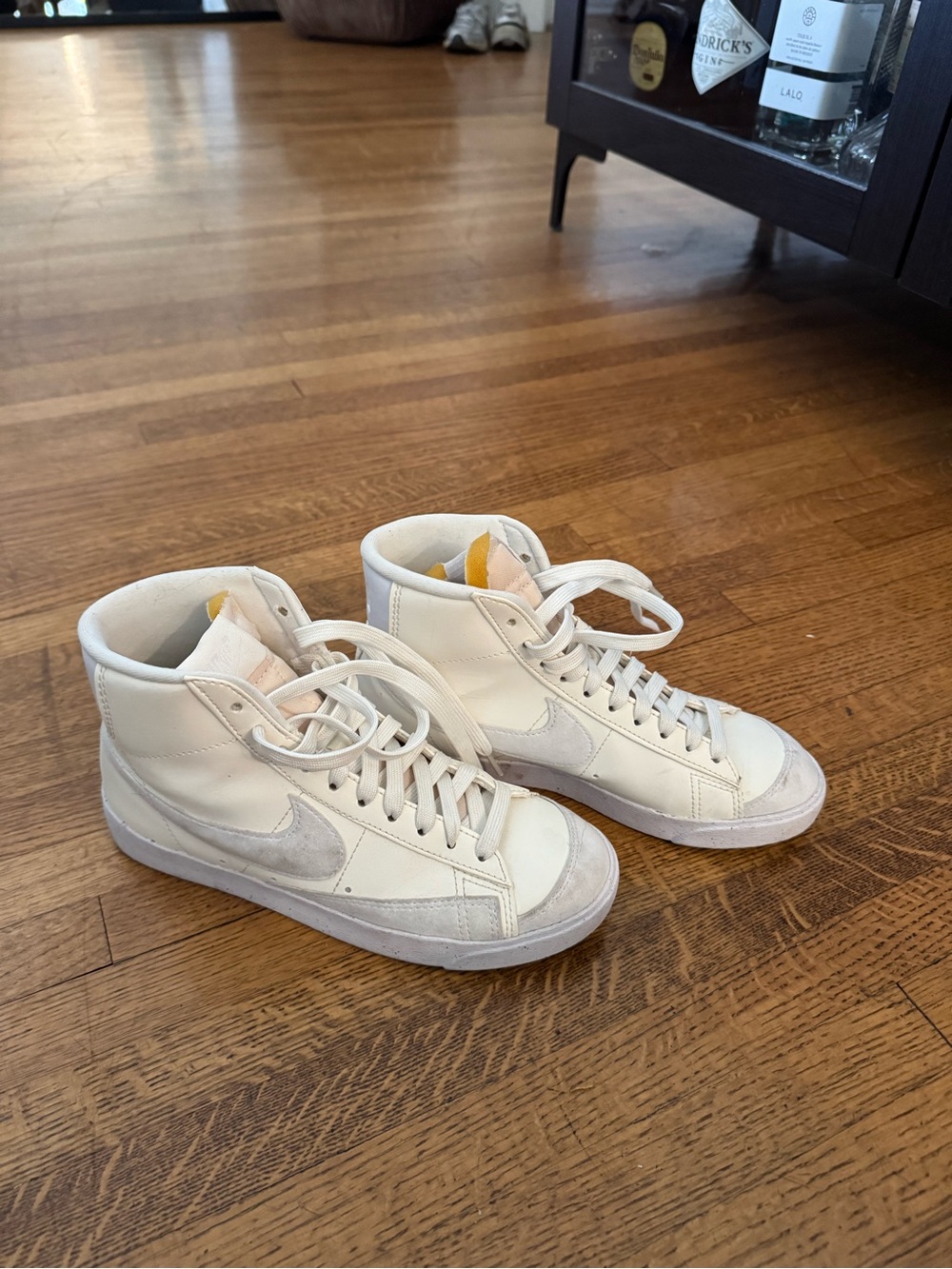 Nike High-Top Sneakers in White and Light Gray